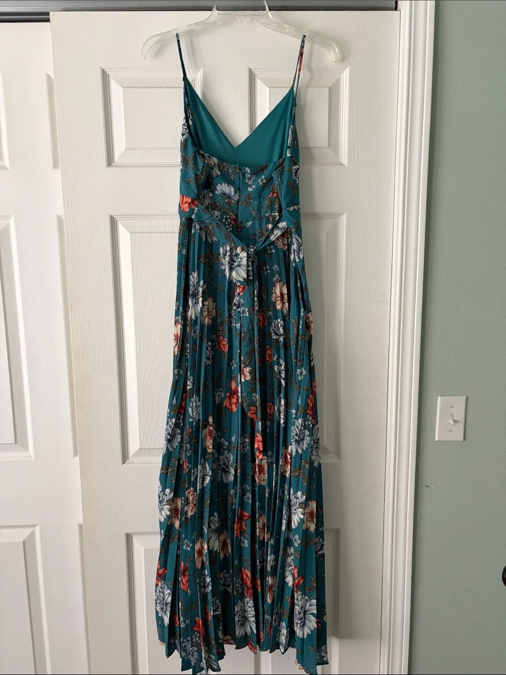 Jessica Simpson Teal Floral Pleated Maxi Dress - Picture 2 of 3